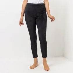 MONT CHALET Damen-Leggins uni Mikrofaser Samtfell Slim-Fit