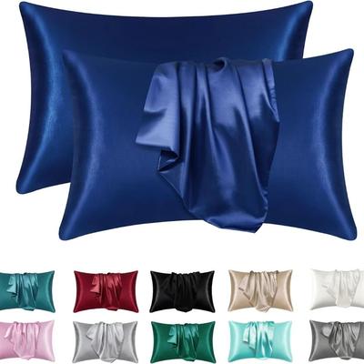 Uplifted Finds 2pcs Satin Silk Pillowcase Set Standard Size 50 X 91 Cm navy