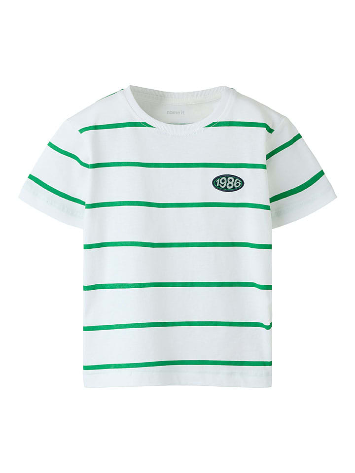 name it Shirt "Fritz" in Weiß/ Grün - 92
