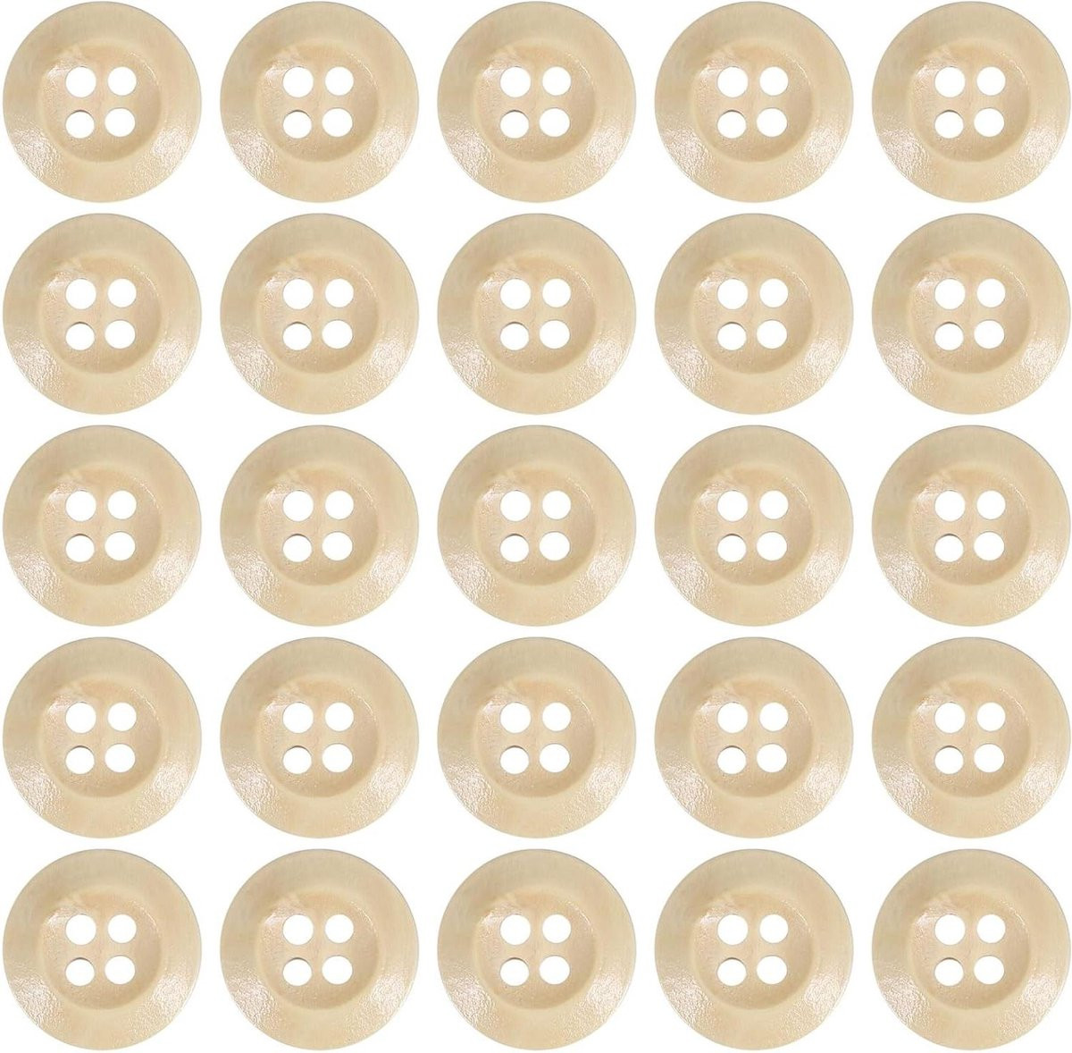 Houten knopen beige handgemaakte kledingdecoratie 15mm 50 stuks