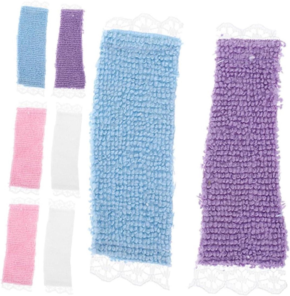 Set van 8 miniatuur badhanddoeken voor poppenhuis decoratie in mix kleuren