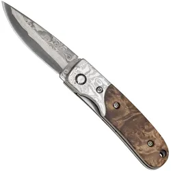 Haller, Mehrzweckmesser, Damast-Taschenmesser Wurzelholz 83100 (5.50 cm)