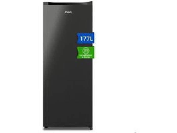 CHiQ Congélateur armoire CSD208D4E 177L Congélation 4 toiles 39 dB Design en acier noir Pieds réglables Porte réversible