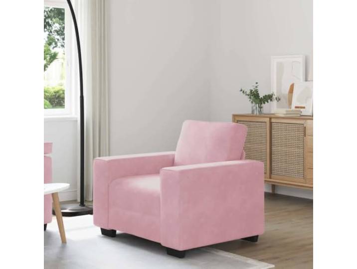 Xolmizyn Sessel Samt, Relaxsofa mit Armlehnen, Wohnzimmer-Möbel Rosa 100x77x82 cm Maße, Rückenfreundliche Polsterung, Stabiles Metallgestell
