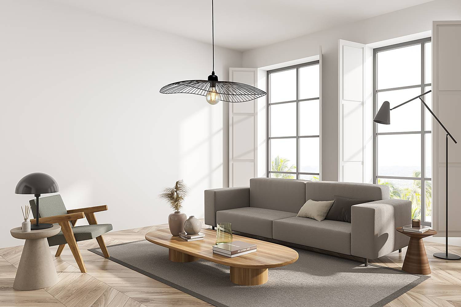 Searchlight Wave Design Hanglamp zwart metaal B: 71 cm, D: 18 cm, H: 53 cm, E27