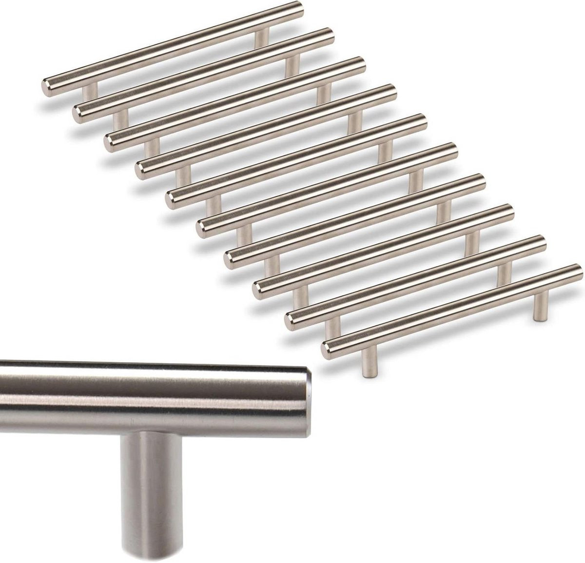 10x Stanghandgreep 128 mm Boorgatafstand voor Keuken en Meubels