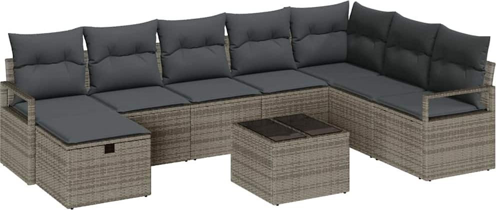 vidaXL Set van 6 tuinmeubels van polyrotan