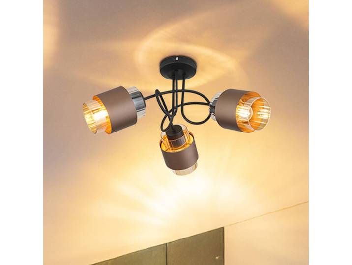Globo Deckenlampe Milley, dimmbar, creme / amber, für Wohn- / Esszimmer, Glas, Deckenlampe