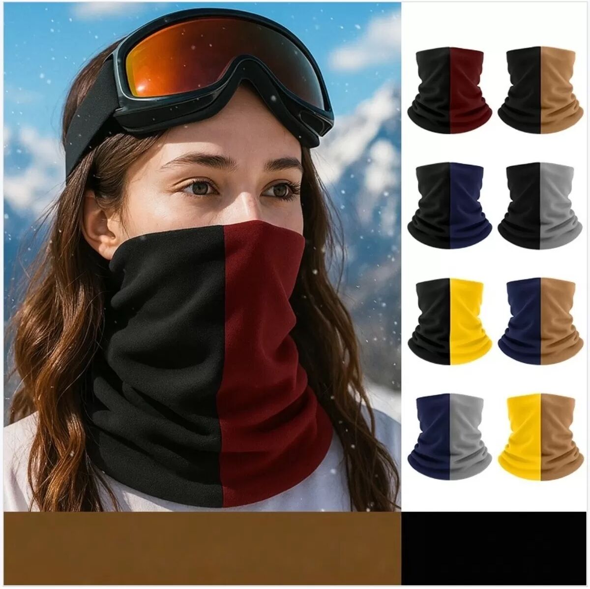 INF Multifunktionaler Outdoor-Schlauchschal Zweifarbiger Fleece-Wärmer – Marineblau und Hellgrau