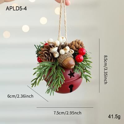 DynamicDeals Mixed Pendant Christmas Tree, Christmas Bell Antlers Bow Pinecone Bell, Showcase Car Hanging Decoration 3