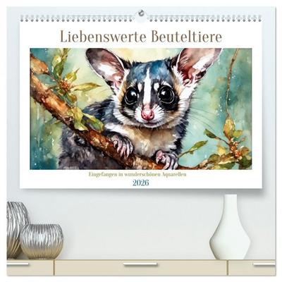 Liebenswerte Beuteltiere (hochwertiger Premium Wandkalender 2026 DIN A2 quer), Kunstdruck in Hochglanz