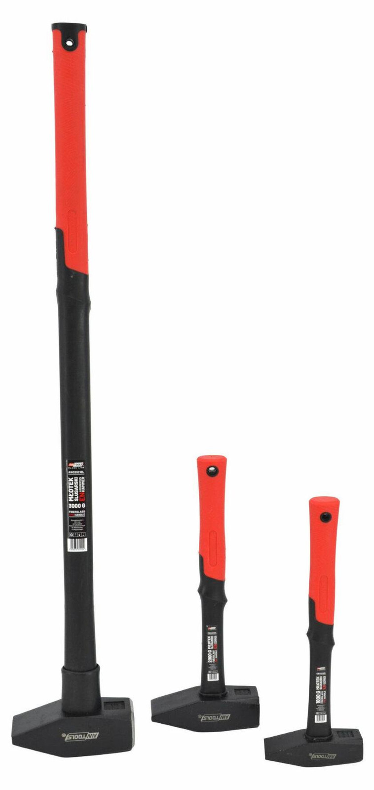 Awtools Klauwhamer met glasvezelsteel, 4,0 kg, zwart