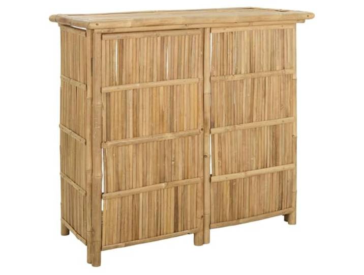 POUFGDR Bartisch für den Außenbereich, Bambus, 115 x 55 x 105 cm Praktisches Regal, modernes Design, wetterfest, für Garten und Terrasse
