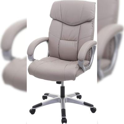 Décoshop26 - Bürostuhl mit drehbaren Rollen höhenverstellbar taupe-graues Synthetikmaterial 04_0001805
