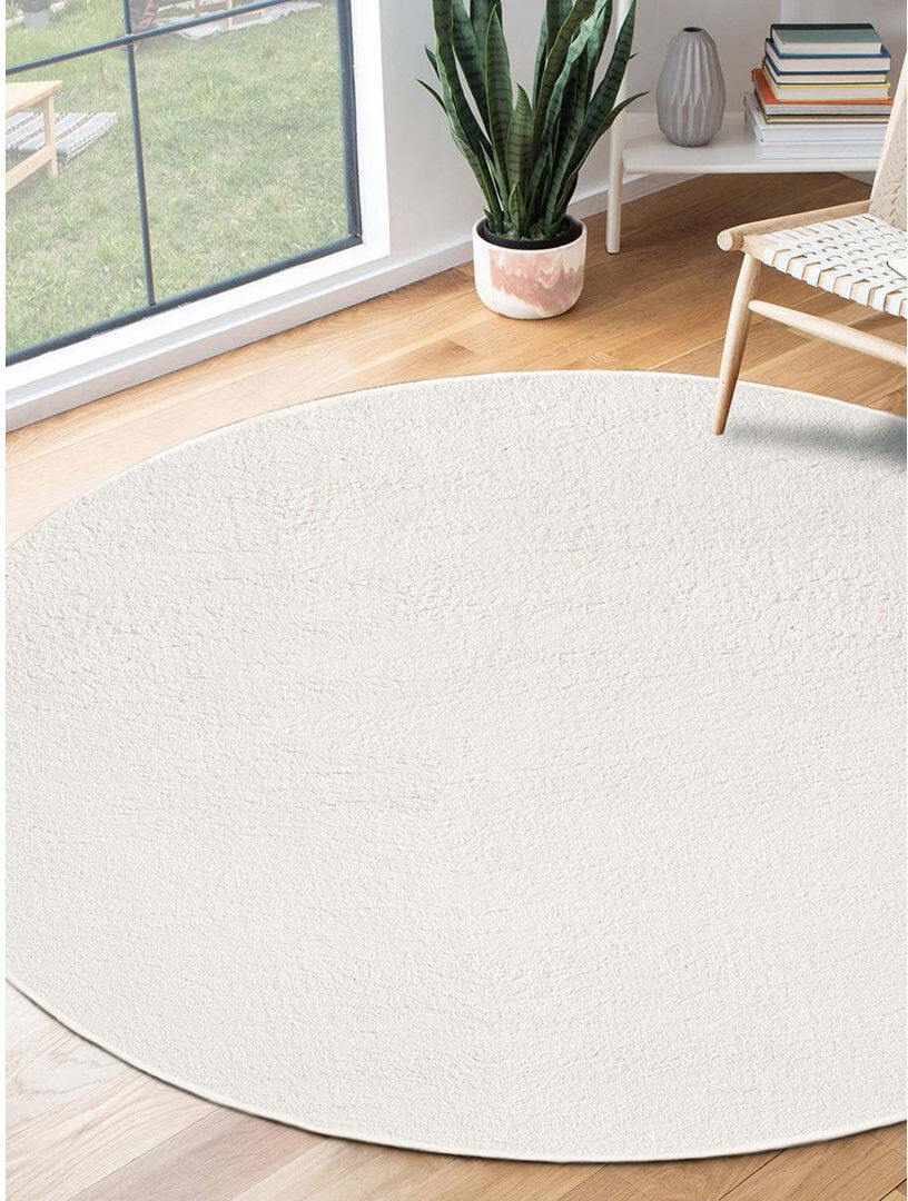 The Carpet Relax - Modern Rug, Fluffy, Short Pile, Non-Slip Underside, Washable up to 30°C, Super-Soft, Fur Look, Cream Cream Round 200cm