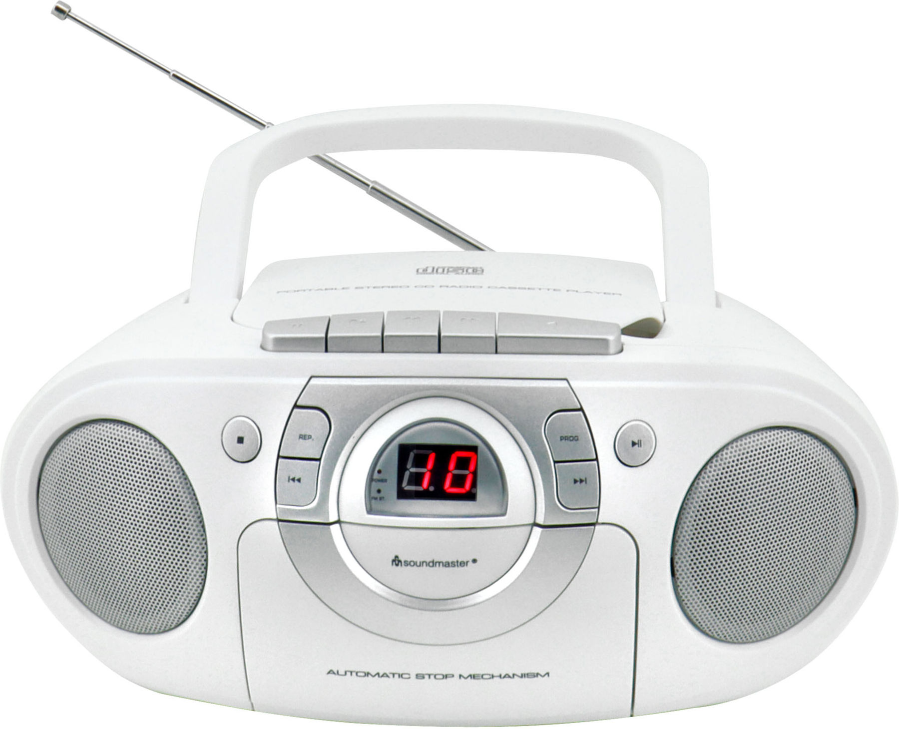 Soundmaster CD-Boombox SCD5100WE weiß UKW Radio Kassettenplayer)