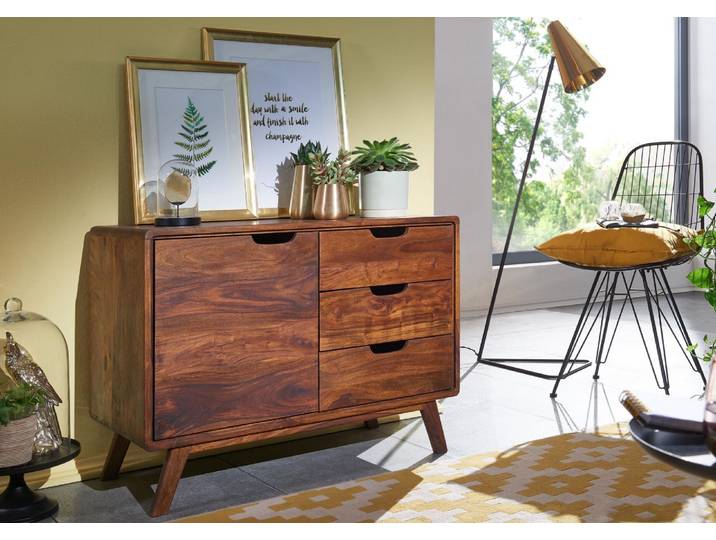 Kommode Sheesham 90x40x65 walnuss gewachst MALMÖ 2 #104