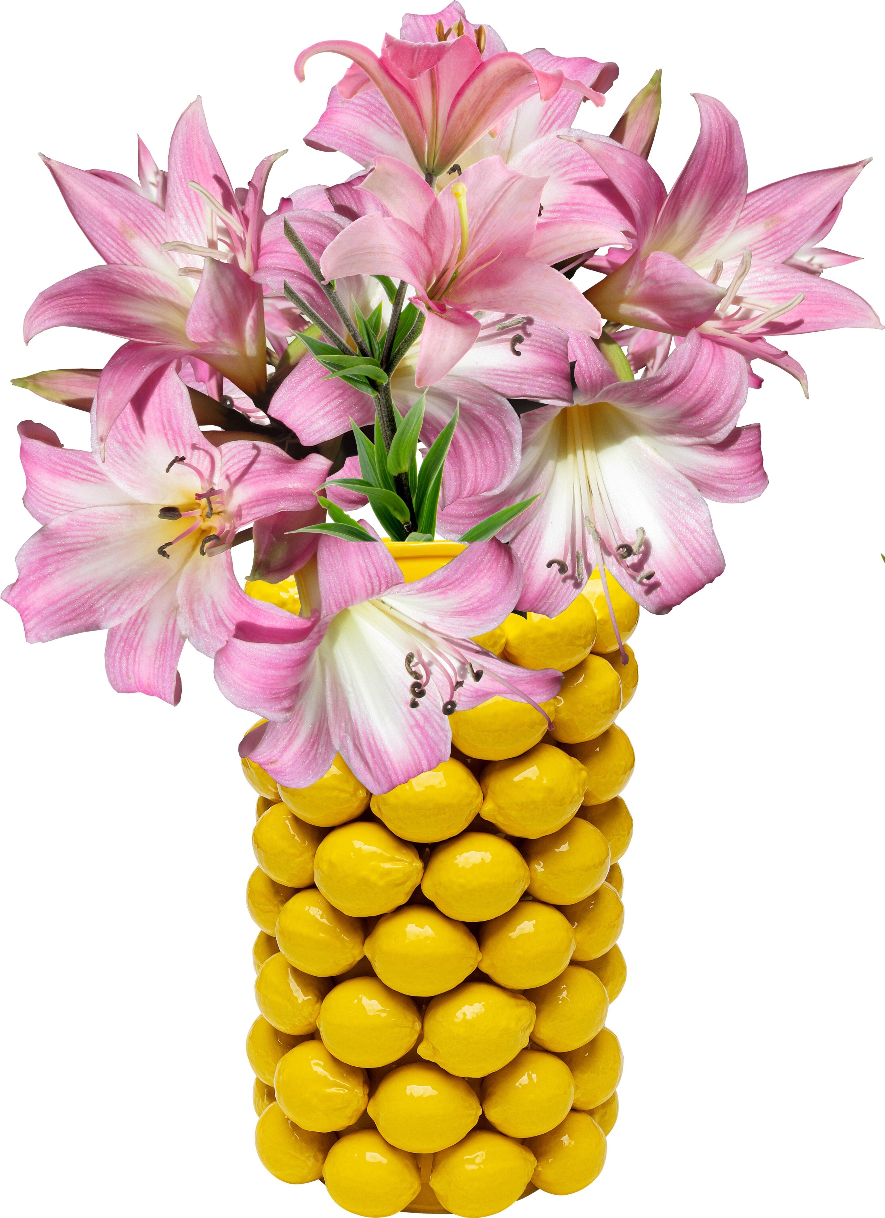 Tischvase KARE DESIGN "Vase Lemon Juice", gelb, B:26cm H:43cm T:26cm, Porzellan, Vasen, Tischvase gelb B/H/T: 26cm x 43cm x 26cm