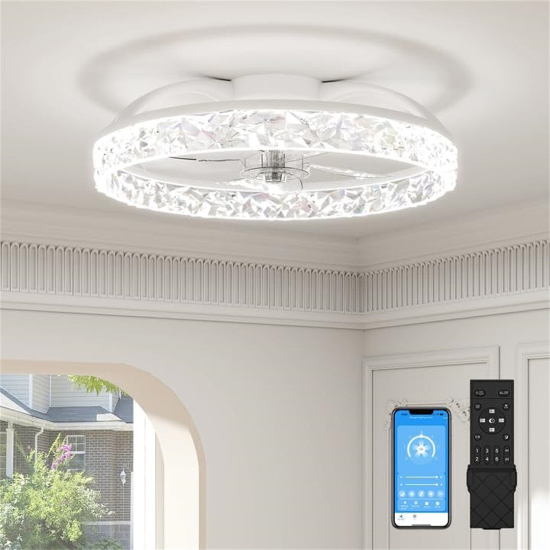 Ivy Bronx Ceiling Fan with LED Lights Clear