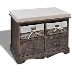 vidaXL Sitzbank mit Stauraum Braun 62×33×42 cm Paulownia Holz
