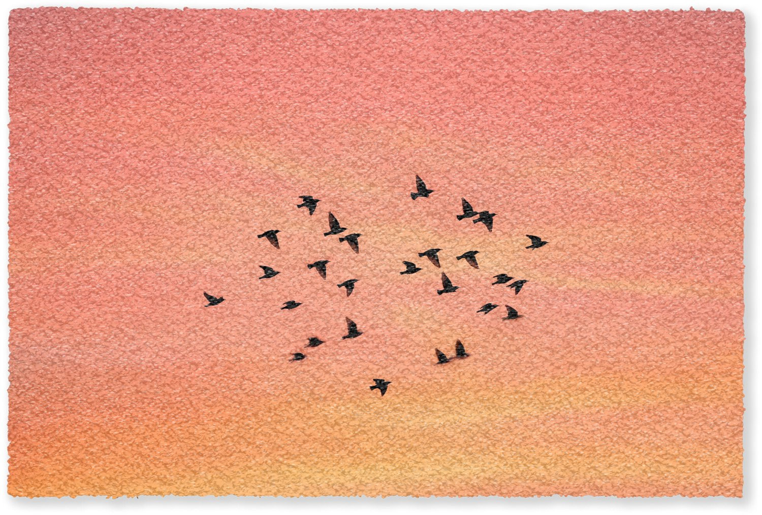 MuchoWow Deurmat Zwerm Vogels Oranje - Droogloopmat voor binnen - 90 x 60 cm
