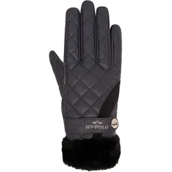 HV POLO Winter Handschuhe Constance Navy mit schwarzem Kunstfell, Größe: XS