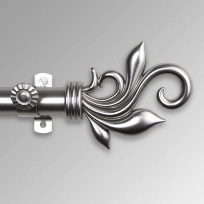 Rod Desyne "Adalia Single Decorative Curtain Rod Set, 18"" to 28"", Satin Nickel"