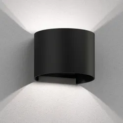 ledscom.de Wandleuchte RUNEL für außen, schwarz, IP65, Up & Downlight + LED Lampe 596lm, weiß