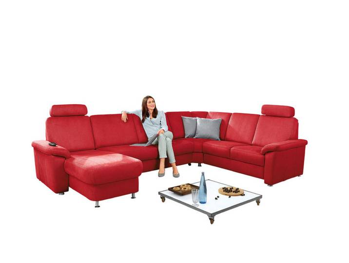 Ecksofa Genk Stoffbezug Rot