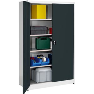Mauser Werkzeugschrank MKSTS12/5/19, Metall, grau / anthrazit, Schwerlastschrank, 4 Fachböden, abschließbar, 120 x 195 x 50cm