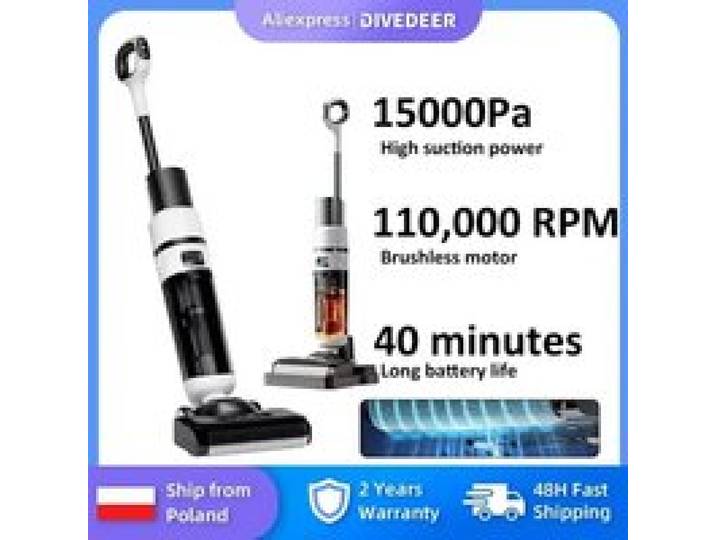 Aspirateur laveur DIVEDEER sans fil sec/humide autonettoyant sols durs