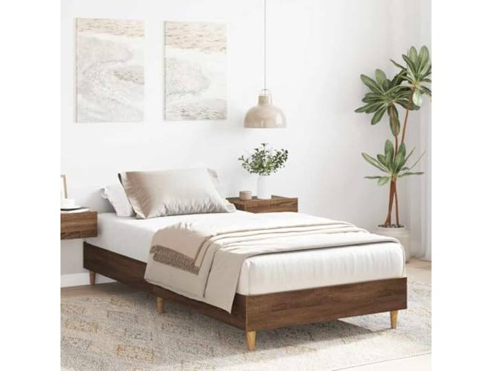 KTHLBRH Bett 100 x 200 cm Eiche Braun, Holztechnik Lattenrost inklusive, Latten aus Sperrholz, stabile Struktur, Montage erforderlich