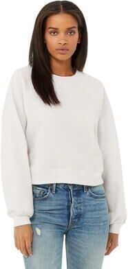 Bella + Canvas B7505 Women's Crop Raglan Fleece Crewneck Sweatshirt in Vintage White size 2XL 7505