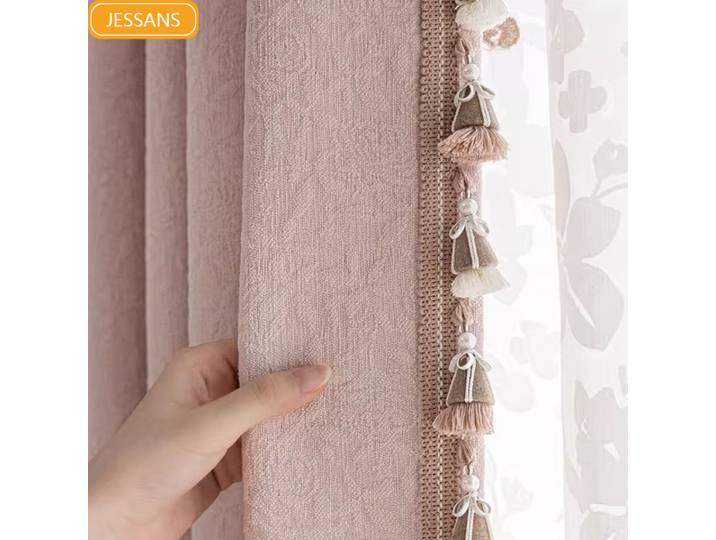 Rideaux occultants épais en Chenille rose clair romantique crème française pour salon chambre fenêtre française balcon personnalisé
