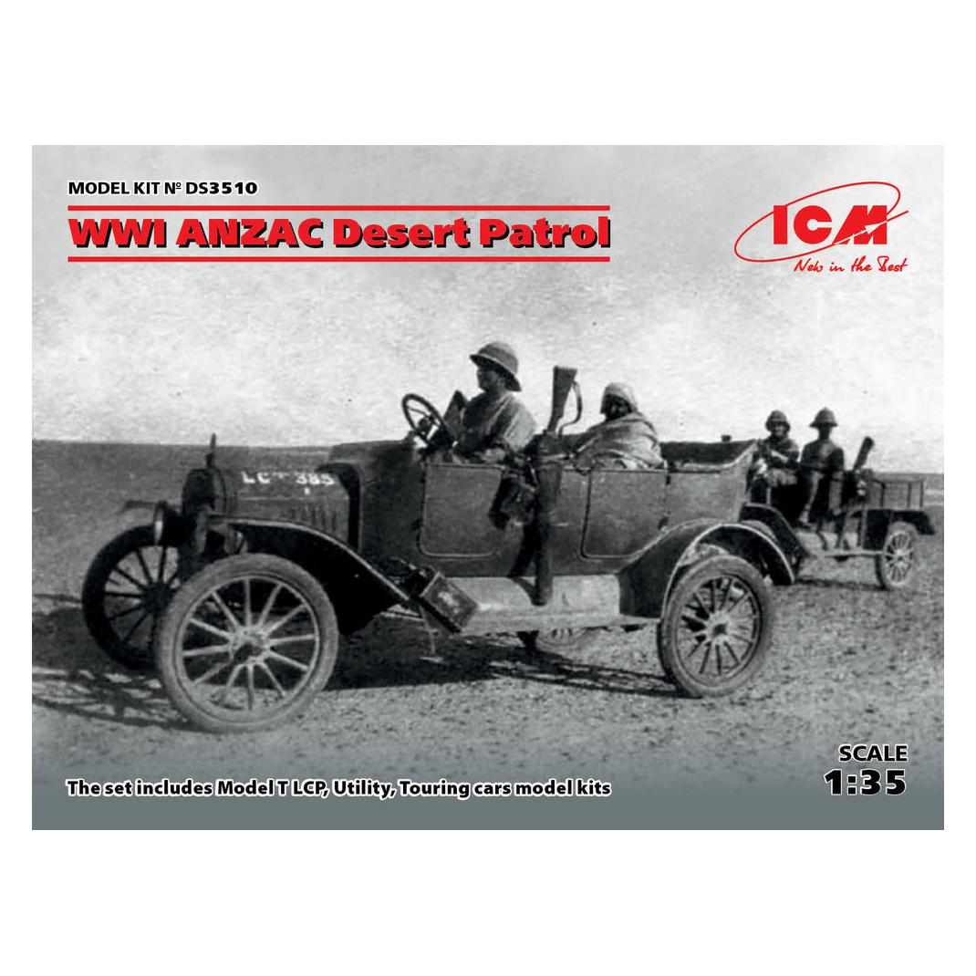 ICM WWI ANZAC Desert Patrol (Model T LCP, Utility, Touring) (DS3510)