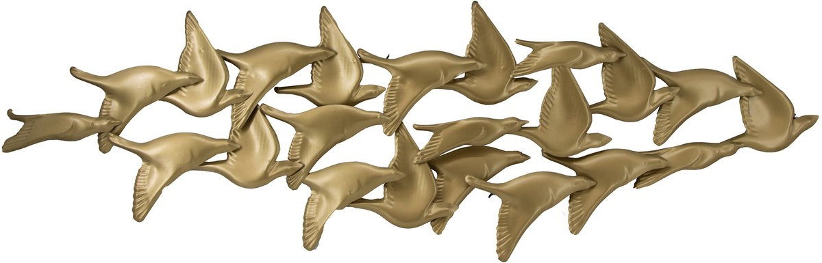 Art for the Home Metal Wandecoratie Gouden Vogels B: 112 cm, H: 36 cm