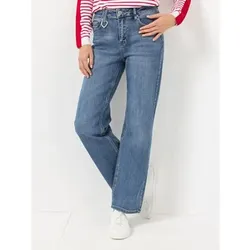 STRANDFEIN Jeanshose lange Form Logo-Herzanhänger gerades Bein