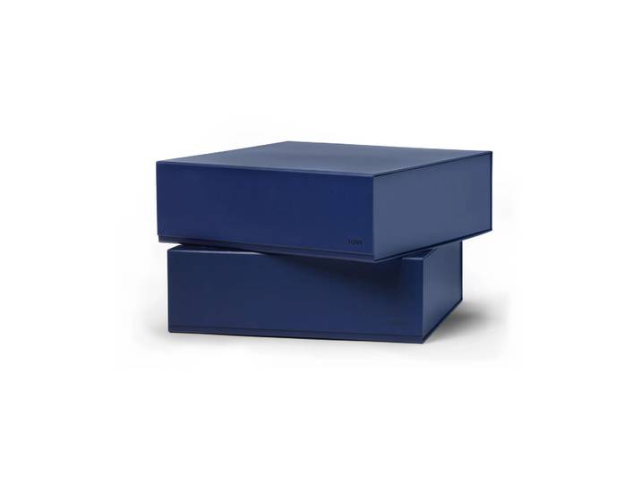TÔNN furniture Boîte de rangement Pac box Bleu minuit, grand 32,5x10,5x30 cm, Lot de 2