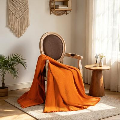 Awesome Home Cotton Gauze Self Fringe Throw