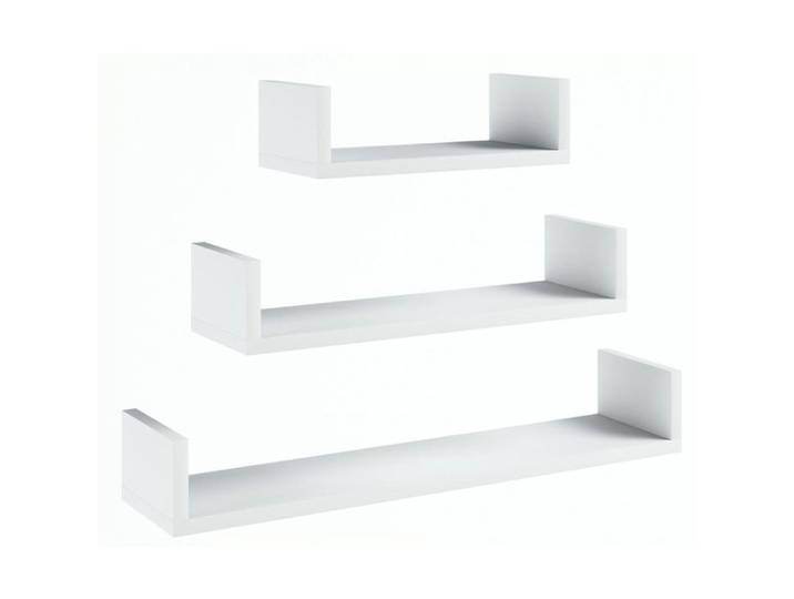 Lot de 3 Étagère Murale Blanc - Étagère Suspendue Bois MDF - 40 x 18 x 10 cm