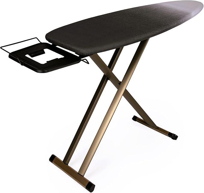 Professionelles XXL Bügelbrett GoldVIP 130 x 47 cm - eloxiertes Aluminium, stabil, höhenverstellbar - ideal für Dampfbügelstationen