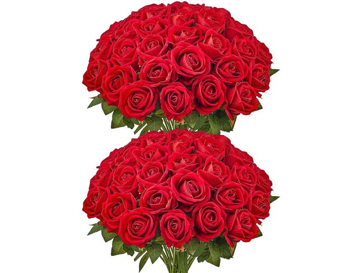 VEVOR Kunstrozen Rood 60 Stuks Kunstrozen Kunstbloemen Neproos