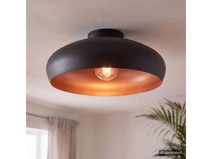 Deckenleuchte Ø 40cm Schwarz Stahl, lackiert E27