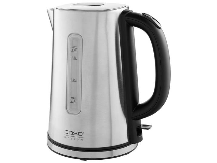 Caso Design Wasserkocher, Schwarz, Edelstahlfarben, 1,7 l, 15.5x24x22 cm, CE, Überhitzungsschutz, 360°-Sockel, Beleuchtung, Kochgeschirr, Küchengeräte, Wasserkocher