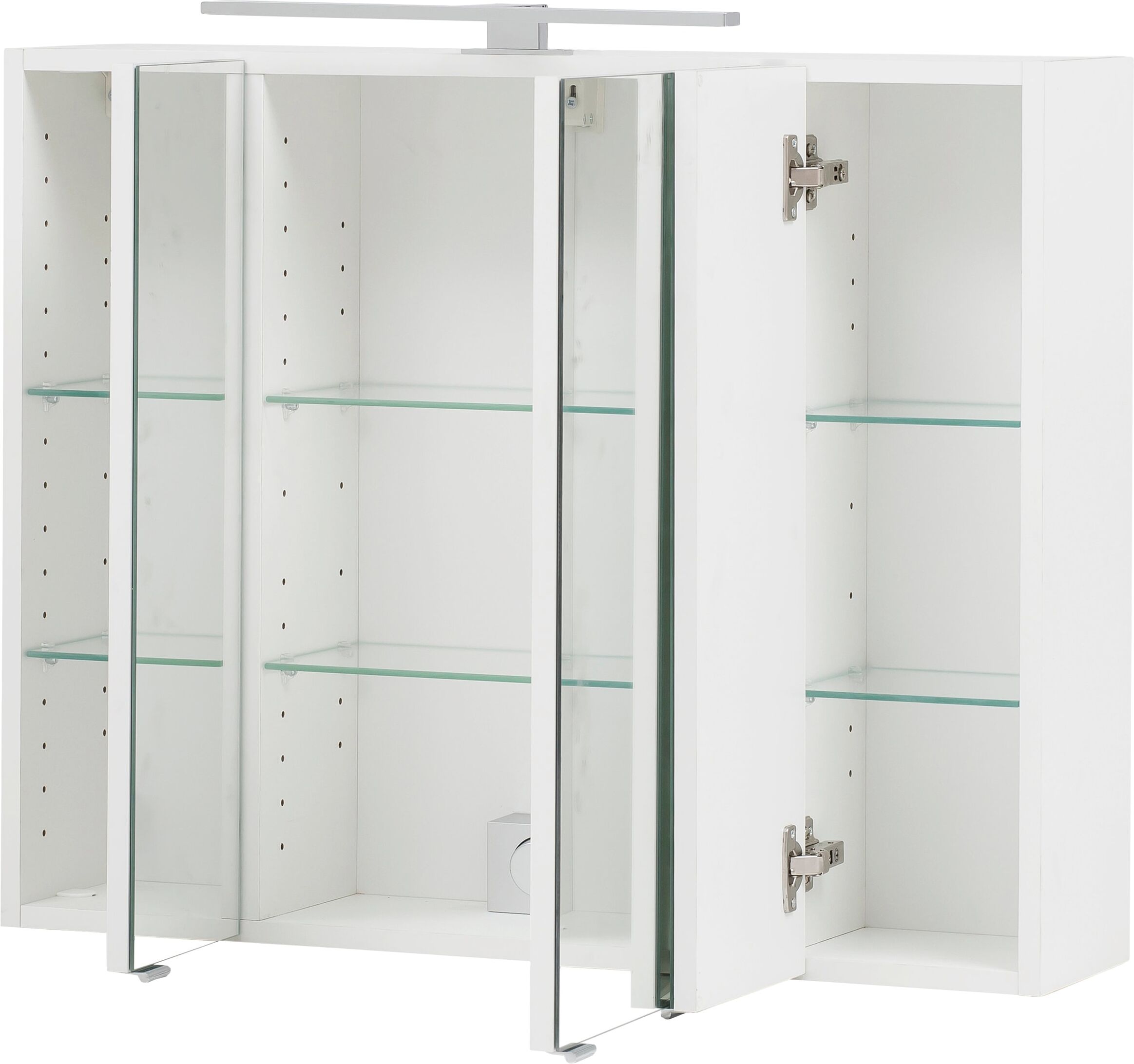 Spiegelschrank WELLTIME "Kaunas", weiß, B:80cm H:64cm T:20cm, Holzwerkstoff, Schränke, Spiegelschrank, 80 cm breit, Soft-Close-Funktion