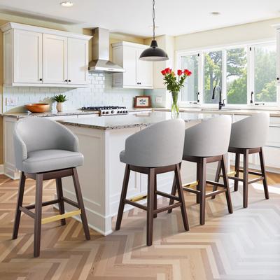 VREDHOM 30''H Swivel Faux Leather Solid Wood Bar Stools