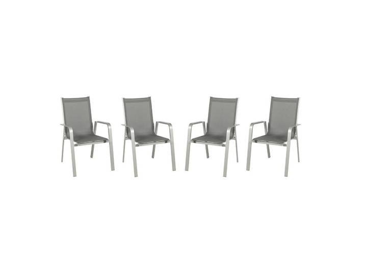 Gartensessel-Set 4-teilig. stapelbar Urban Aluminium