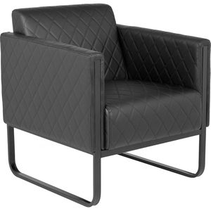 hJh-OFFICE Loungesessel ARUBA BLACK, 713301, schwarz, mit Kufengestell aus Metall und Kunstlederbezug