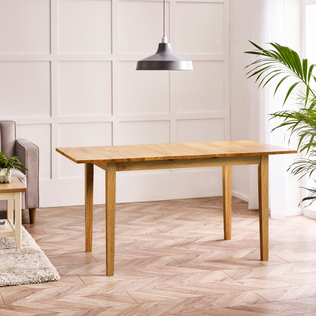Marlow Home Co. Alissah Solid Wood Farmhouse Extendable Dining Table - Traditional Rustic Kitchen Style Oak