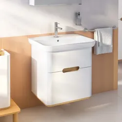 VitrA Sento Waschtisch-Unterschrank 60822 63 x 48,5 x 66,5 cm, Weiß Matt, Dekor, Überlaufloch, Hahnloch mittig
